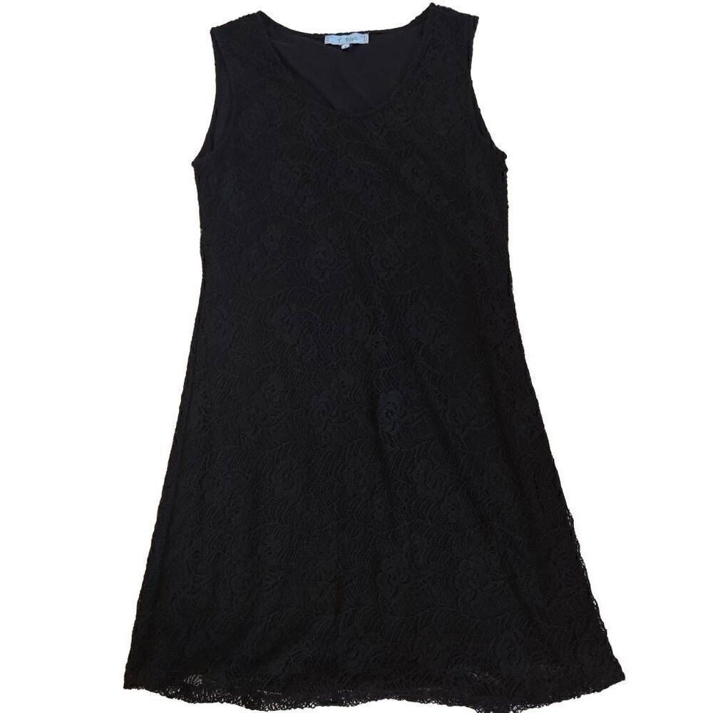 T. Bleu Womens Sleeveless Floral Lace Overlay Dress Black Size Large